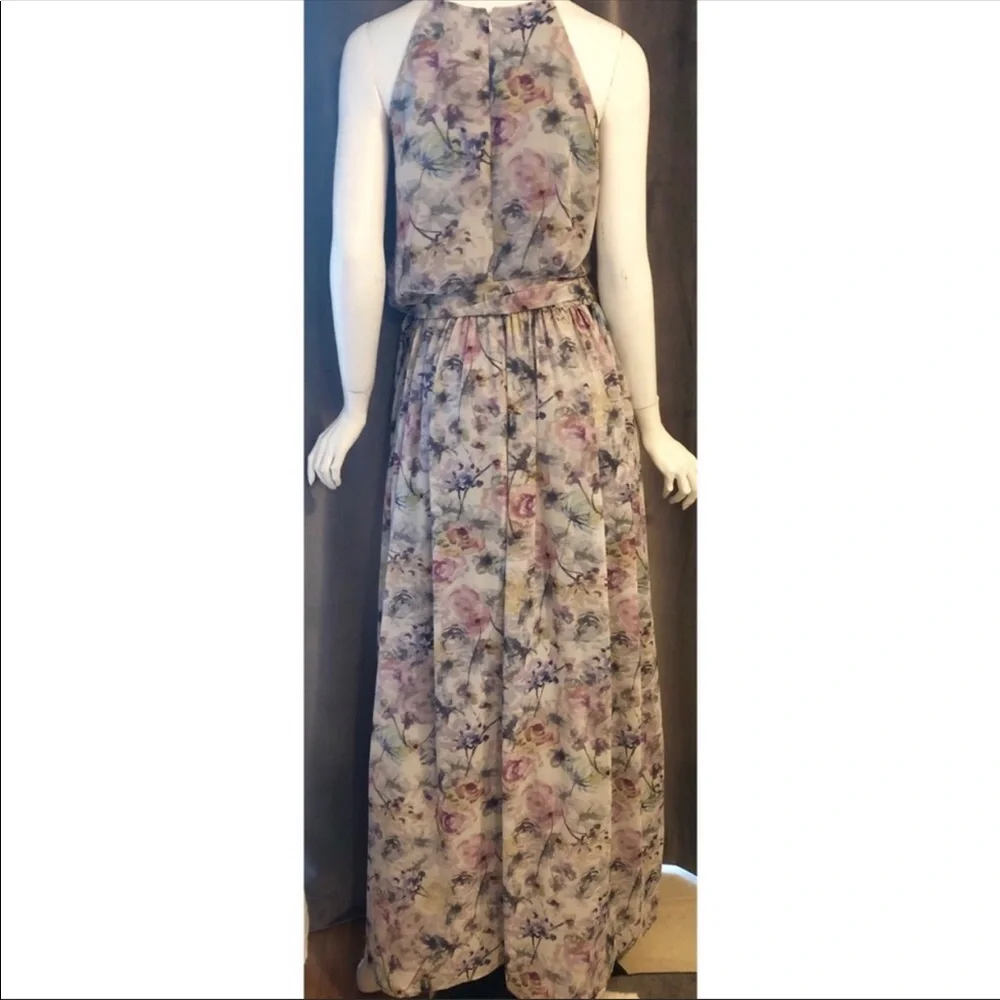 BHLDN Purple Maxi Dress Halter Neckline Sleeveless - Picture 2 of 6